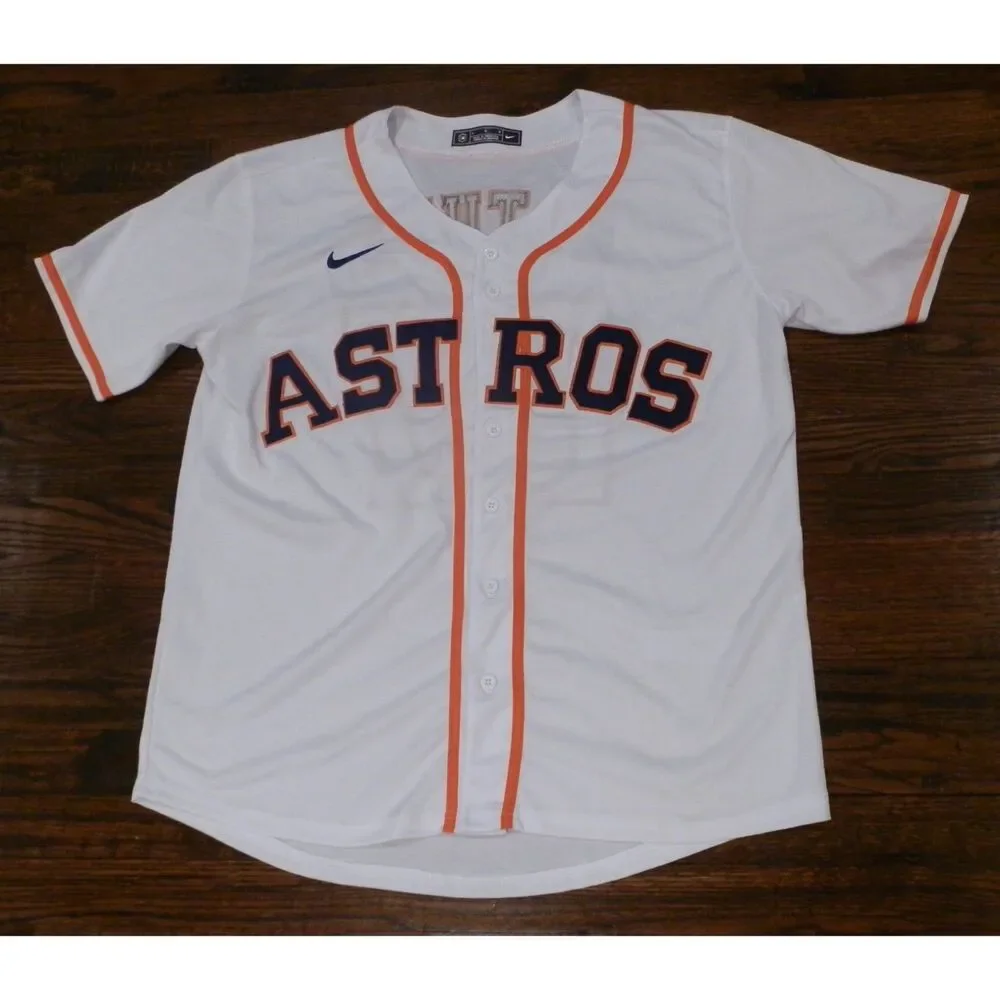 Nike Houston Astros Altuve 27 Stitched White Home Limited Jersey Men Large READ